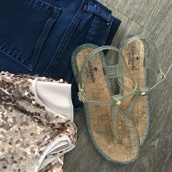 kate spade Shoes - {Kate Spade} Glitter Jelly Sandals Sz 9
